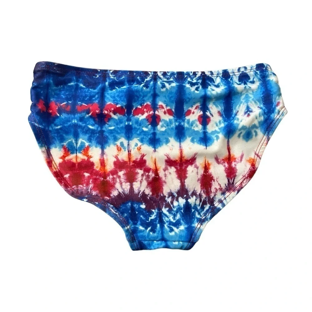 Girl’s patriotic tie dye red white & blue swim bottoms